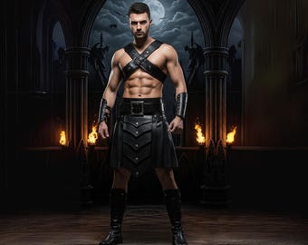 Handmade Leather Spartan Kilt: Gladiator Medieval Cosplay