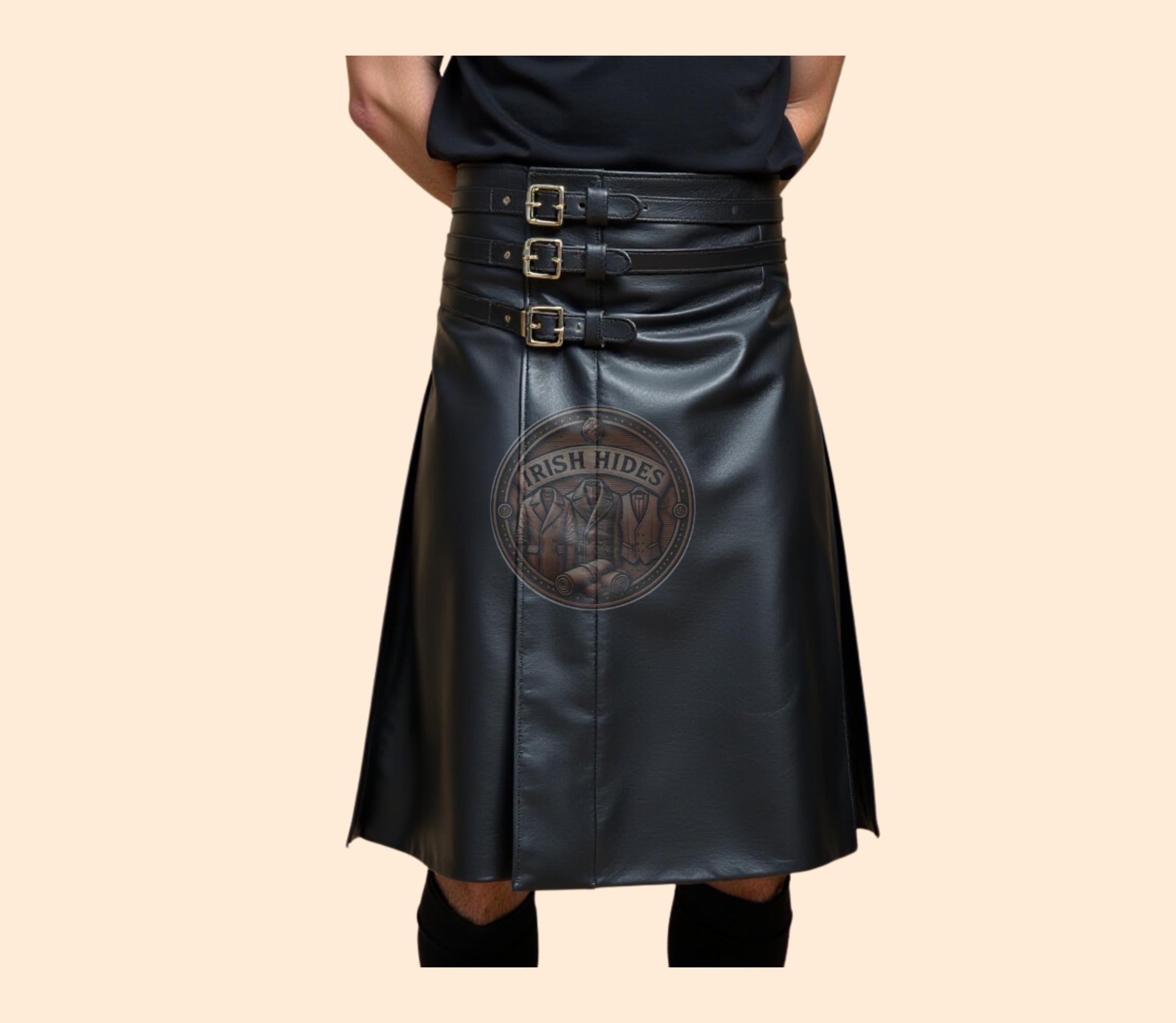 Handmade Genuine Leather Gladiator Kilt, Modern Pleated Gay Leather Kilt, Custom Mens Leather Kilt, Formal Male Kilt