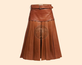 Mens Leather Gladiator Kilt, Genuine Leather Modern Kilt, Handmade Party Wear Kilt ,Gay Leather Kilt, Larp Gladiator Kilt