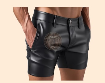 Mens Leather Booty Short Shorts, Handmade Genuine Leather Slim Fit Shorts, Soft leather Gay Man Shorts