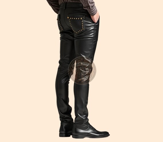 STUDDED LEATHER PANTS 【BLACK】 | SHIKITARI