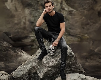 Slim Fit Leather Biker Pants: Gothic Punk Style