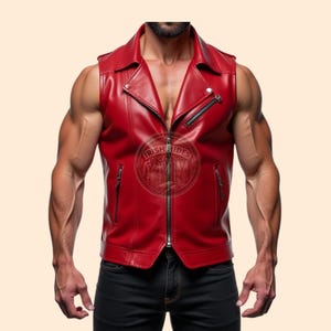 Blouson de moto en cuir rouge souple véritable pour homme, veste de motard en cuir faite main, veste slim mode homme en cuir véritable, cadeau pour lui