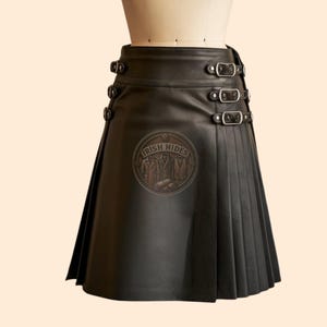 Handmade Mens Leather Gothic Kilt, Genuine Black Leather Kilt, Real Leather Gladiator Kilt, Gift For Him