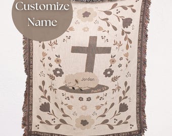 Psalm 23 Custom Throw Christian Gifts for Women Cotton Throw Woven Wall Hanging Decor Bible Home Decor Gift for Baby Blanket Graduation Gift