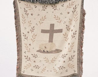 Psalm 23 Blanket Christian Gifts for Men Cotton Throw Woven Wall Hanging Decor Bible Home Decor Gift for Baby Blanket Graduation Gift