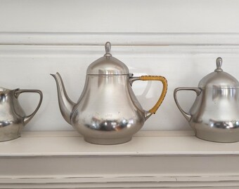 Midcentury Pewter Tea Set - Vintage Bisco Made in Holland