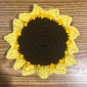 Rustic Handmade Crochet Sunflower Coasters
