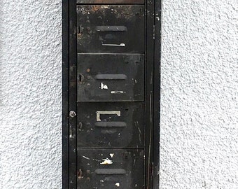 Making Room! Offers Welcome! Vintage Black Metal Locker 10 Compartment // School Gym Cabinets // Rust & Damage