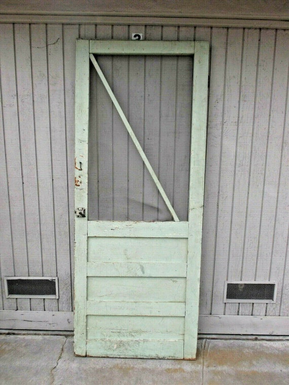 Antique Original Screen Doors Wood Frame Metal Screens Etsy