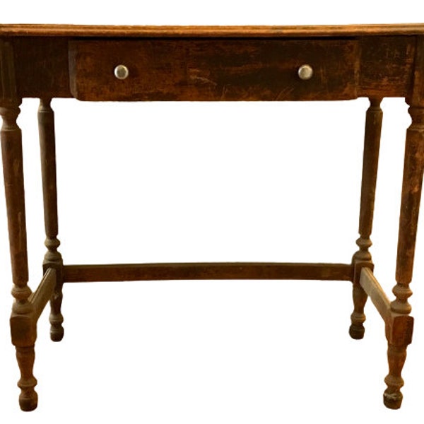 Happy Mother's Day! Offers Welcome! Antique Americana Farmhouse Hallway Desk Writing Table // 32” x 16” x 28.75” Tall // Great Patina