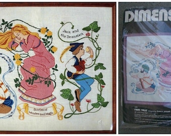 Happy Mother's Day! Offers Welcome! 1981 Vintage Linda Powell Dimensions Crewel Embroidery Kit // Fairy Tales 20" x 16" Fairytales