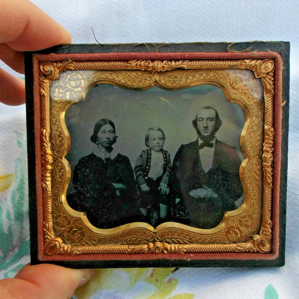 Making Room! Offers Welcome! Antique 1800s Civil War Era Ambrotype // Family Photo // Hand Tinted Old Photograph