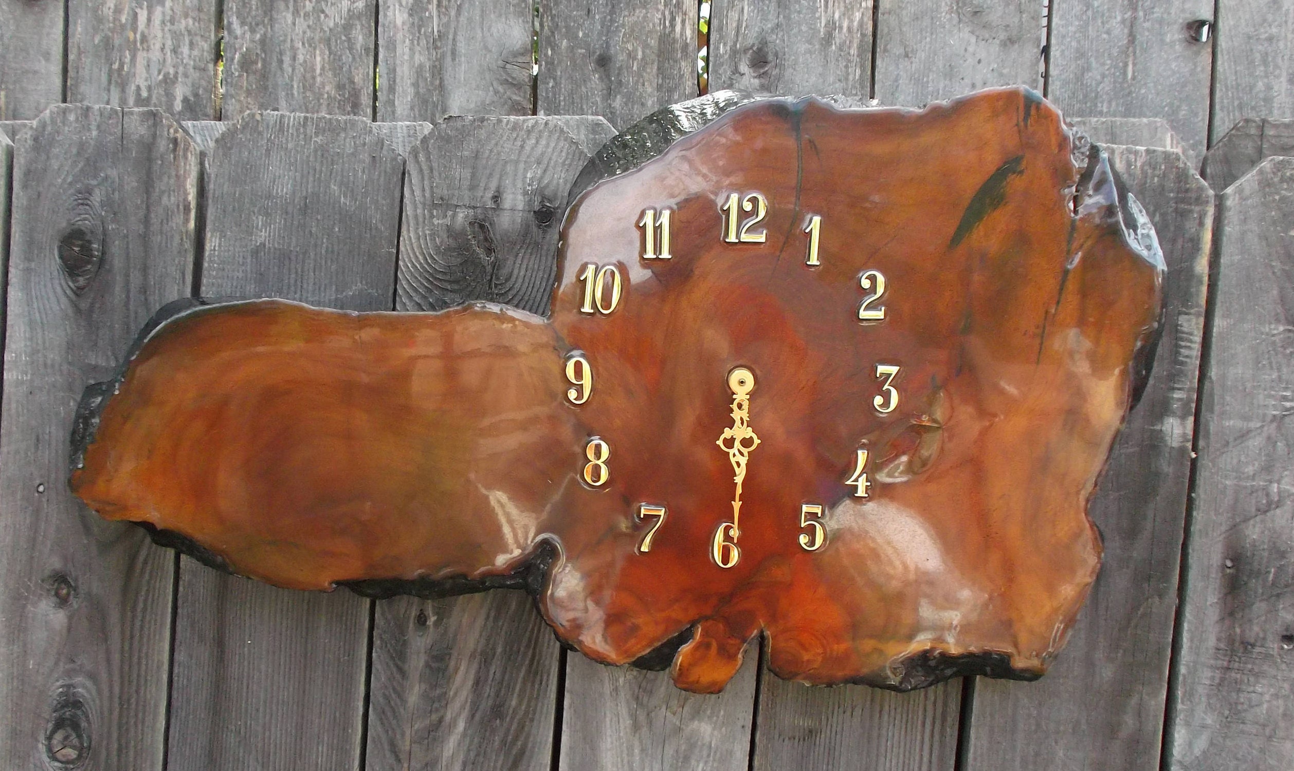 Vintage Wood Tree Slab Wall Clock // Rustic Burl Log Slice Etsy