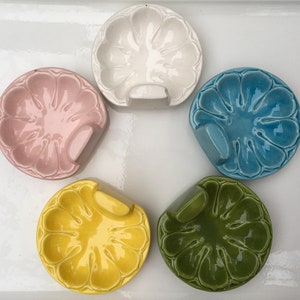 Lot Mid Century Original Hawaii Hotel Restaurant Lot Ceramic Flower Tiki Ashtray // Made in Japan image 1