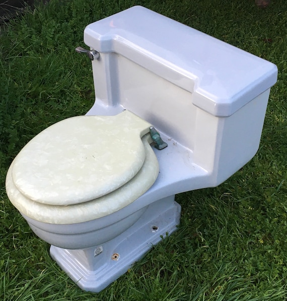 Vintage 1950s American Standard One Piece Toilet Lowboy Blue