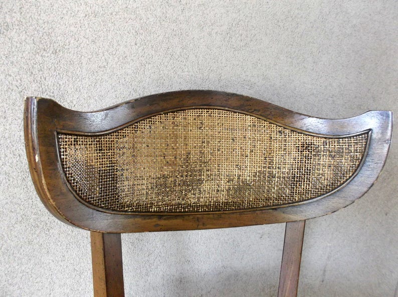 Rare Shelby Williams Dining Chair Mid Century Modern Caned Single Black Vinyl Asian Style Free California Local Pick Up