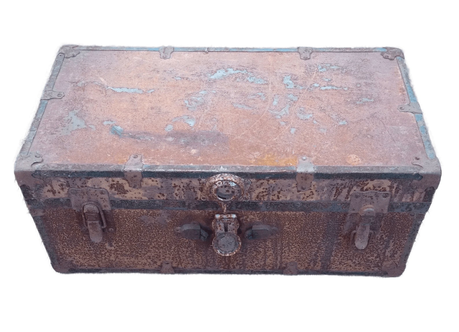 Antique Rusty Steam Trunk // Original Hardware // 30 -  UK