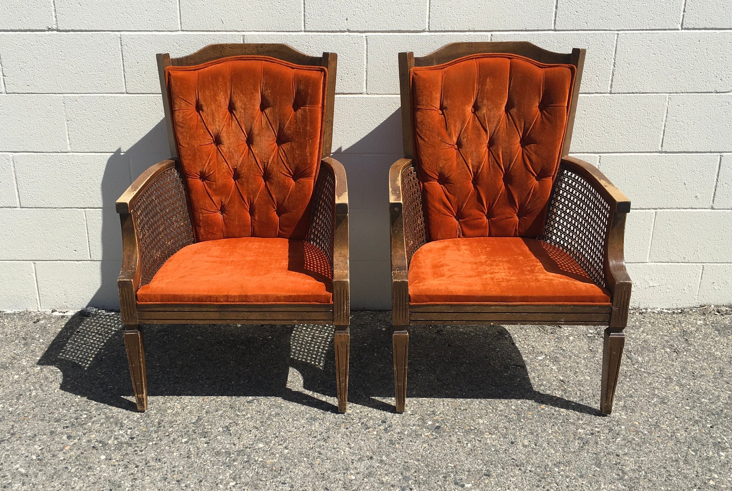 Vintage Armchair Orange Velvet Etsy