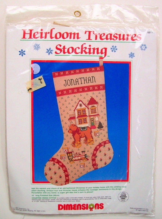 Offers Welcome // Vintage Dimensions Christmas Stocking Kit // Cross Stitch  Kit // Heirloom Treasures Antique Toys 