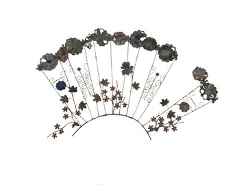 Weekend Sale! Will Negotiate // Vintage 36” Flowers Metal Wall Hanging // Outdoor Garden Art