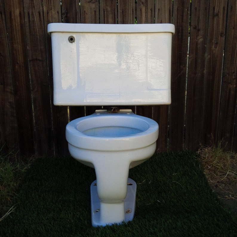 Vintage Crane 1955 Mid Century Neuday Toilet // White Bowl Tank & Lid