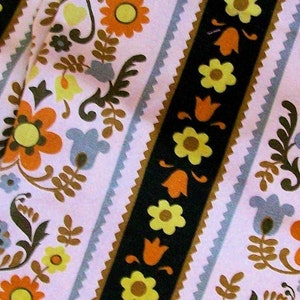 Vintage Mid Century Fabric // Danish Modern Upholstery Fabric 5ft // 1960s-70's Floral Retro image 1