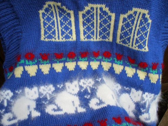 One of a Kind Vintage Cat Sweater Vest // 1980s B… - image 4