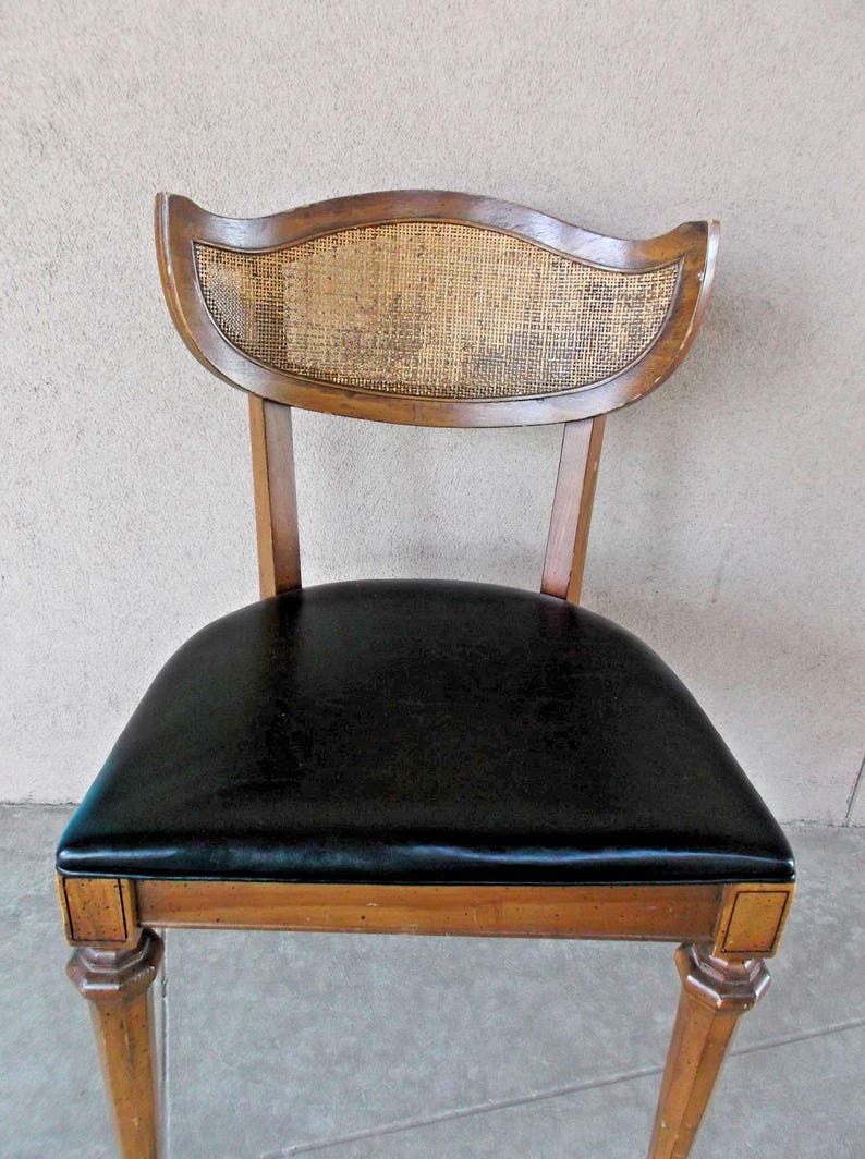 Rare Shelby Williams Dining Chair Mid Century Modern Caned Single Black Vinyl Asian Style Free California Local Pick Up