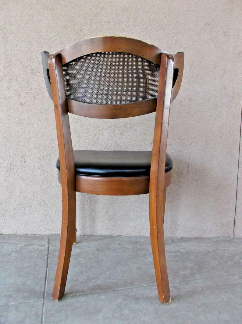 Rare Shelby Williams Dining Chair Mid Century Modern Caned Single Black Vinyl Asian Style Free California Local Pick Up