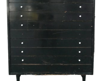 Making Room! Offers Welcome! Vintage Mid Century Modern Dresser Black White American Martinsville 5 Drawer // See Description