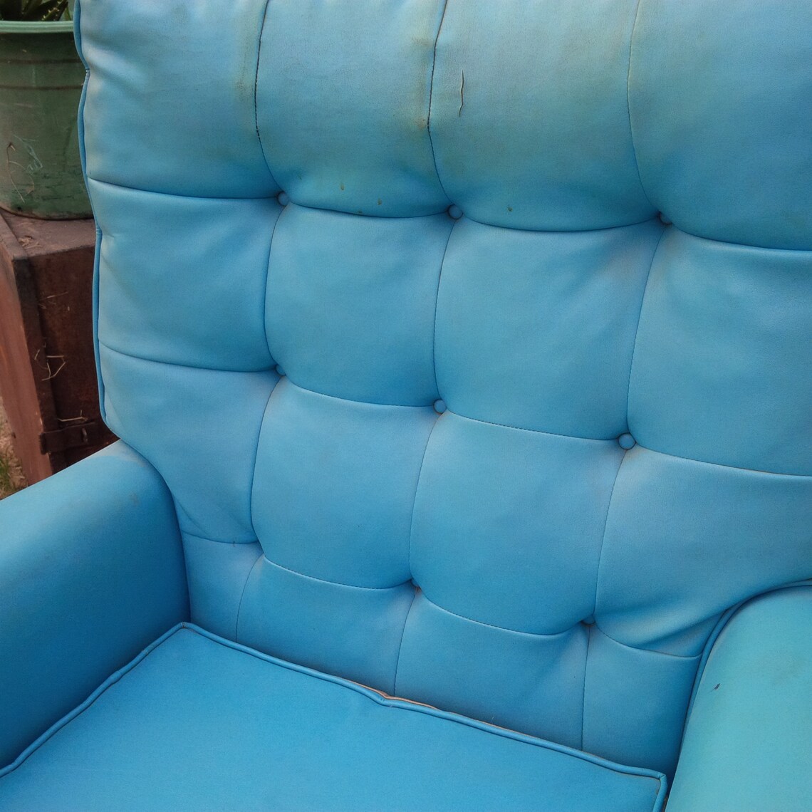 Vintage Mid Century Tufted High Back Office Executive Desk | Etsy