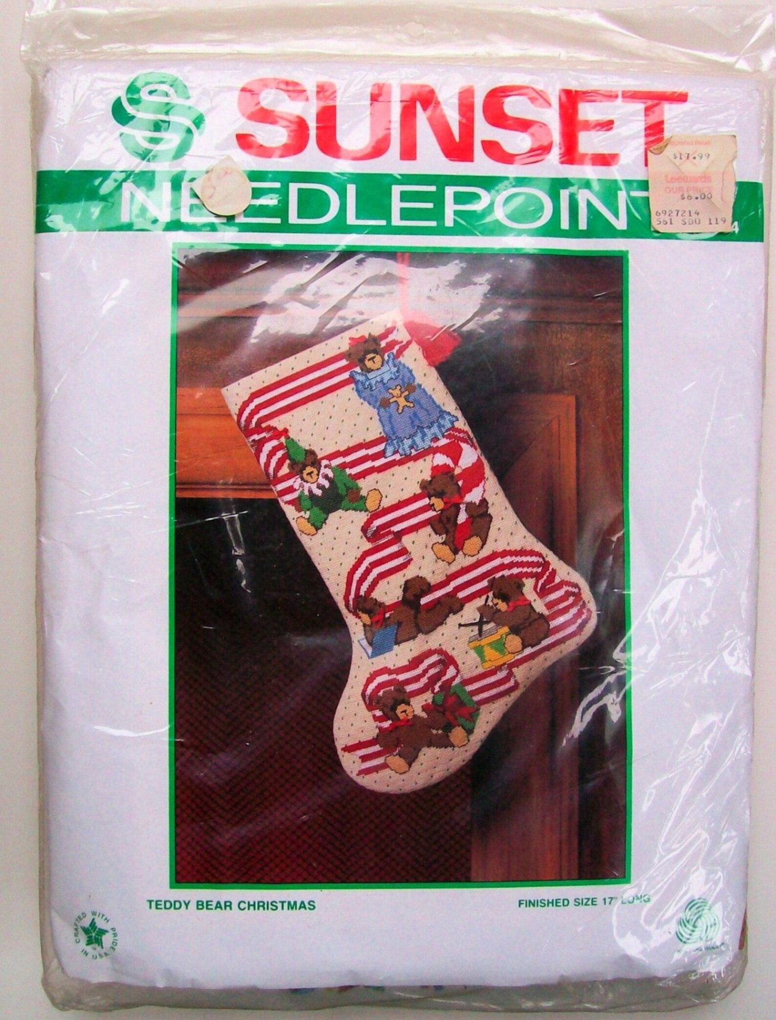 Christmas Stocking Kit Vintage // Sunset Needlepoint Teddy Etsy