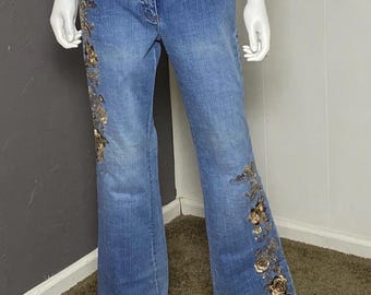 Y2K Low-Waist Embroidered Flare Jeans from Classiques Entier size 8