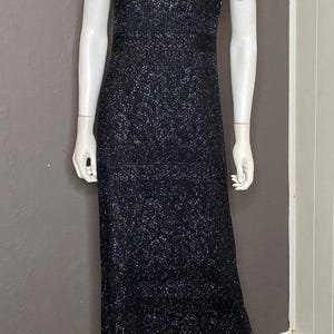 slim fit dress slacks 80s 90s Low Back Black Sequin Dress main image 1