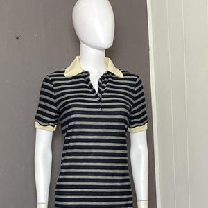 1970&#39;s Black Striped Polo Shirtdress from Butte size M/L