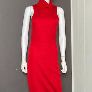 1980&#39;s Red Sleeveless Knit Midi-Dress from Contempo Casuals size M
