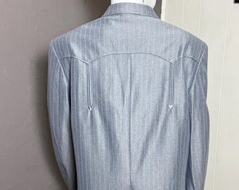 1990's Western Blazer Cowboy Sportscoat New with Tag by Buffalo Country Western Wear size 44R Blue Gray Pinstripe