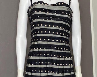 Y2K Silk Tiered Fit and Flare dress from BCBG MAXAZRIA Polka Dot Stripes size XS/S