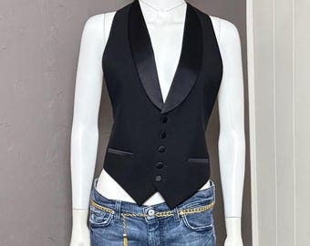 Vintage rygglös smokingväst från Oscar De La Renta justerbar storlek M-XL