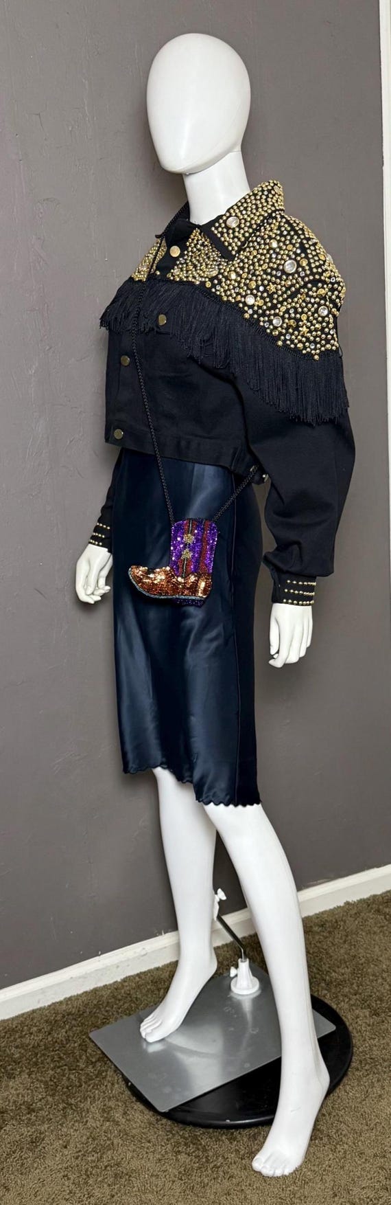 Sequin Western Boot Micro-Bag Tiny Crossbody Blin… - image 3