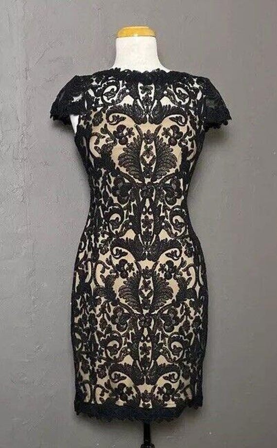 Tadashi Shoji Petite 10 Cap Sleeve Lace Cocktail Dress Sheath LBD - Etsy Israel Tadashi Shoji Petite 10 Cap Sleeve Lace Cocktail Dress Sheath LBD - Etsy Israel