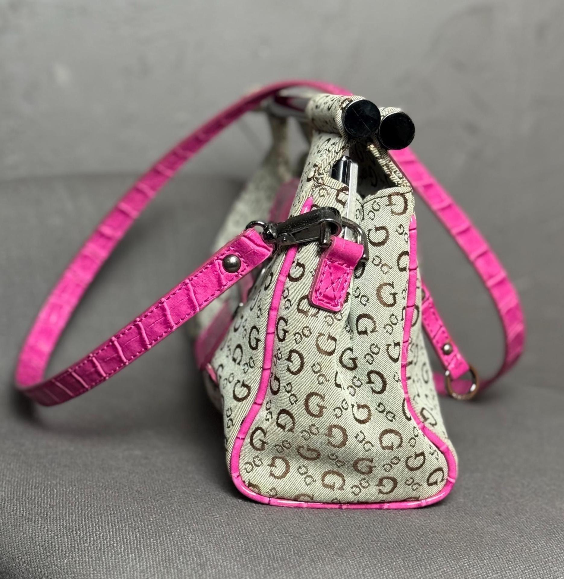 Y2K Jacquard X Pink Croc Leather Bag From GUESS Rare Style - Etsy
