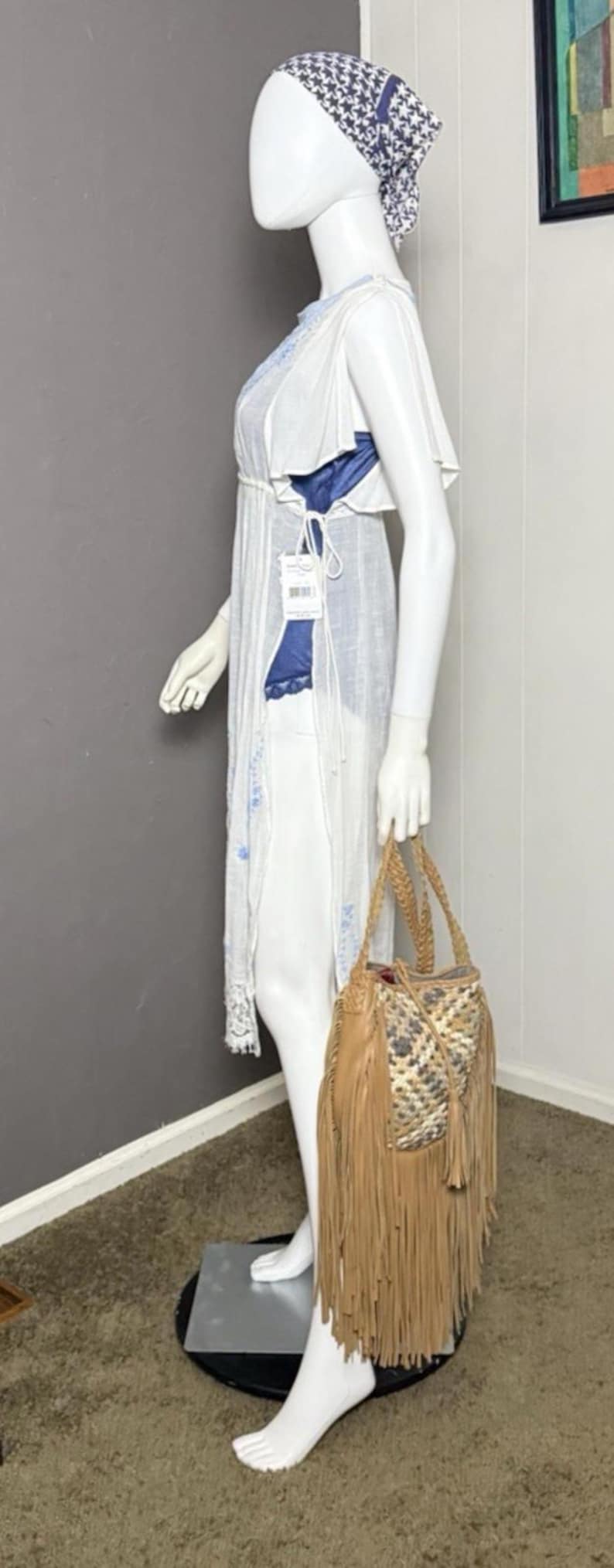 Abito vintage Free People ricamato BIANCO stile boho anticato NUOVO CON ETICHETTA Deadstock FP immagine 4