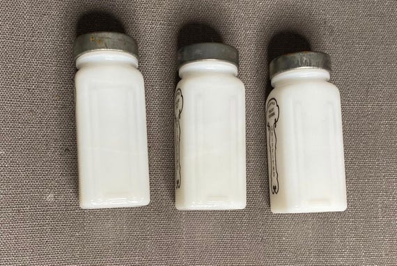 Vintage 1940s Griffith's Milk Glass Spice Jars, Set of 3 - Etsy