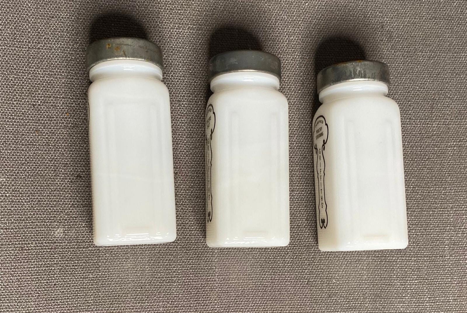 Vintage 1940s Griffith's Milk Glass Spice Jars, Set of 3 - Etsy
