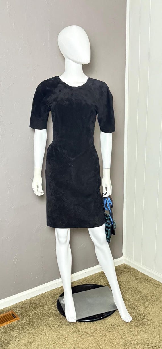 black suede mini dress I Knew You Suede Mini Dress - Black, Large | Hazel and Olive main image 1