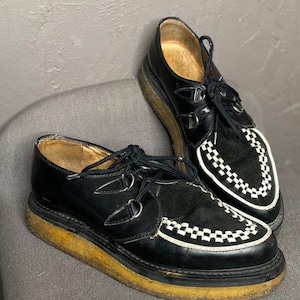 John Fluevog Black + White Creepers Gum-Lug Platform Sole