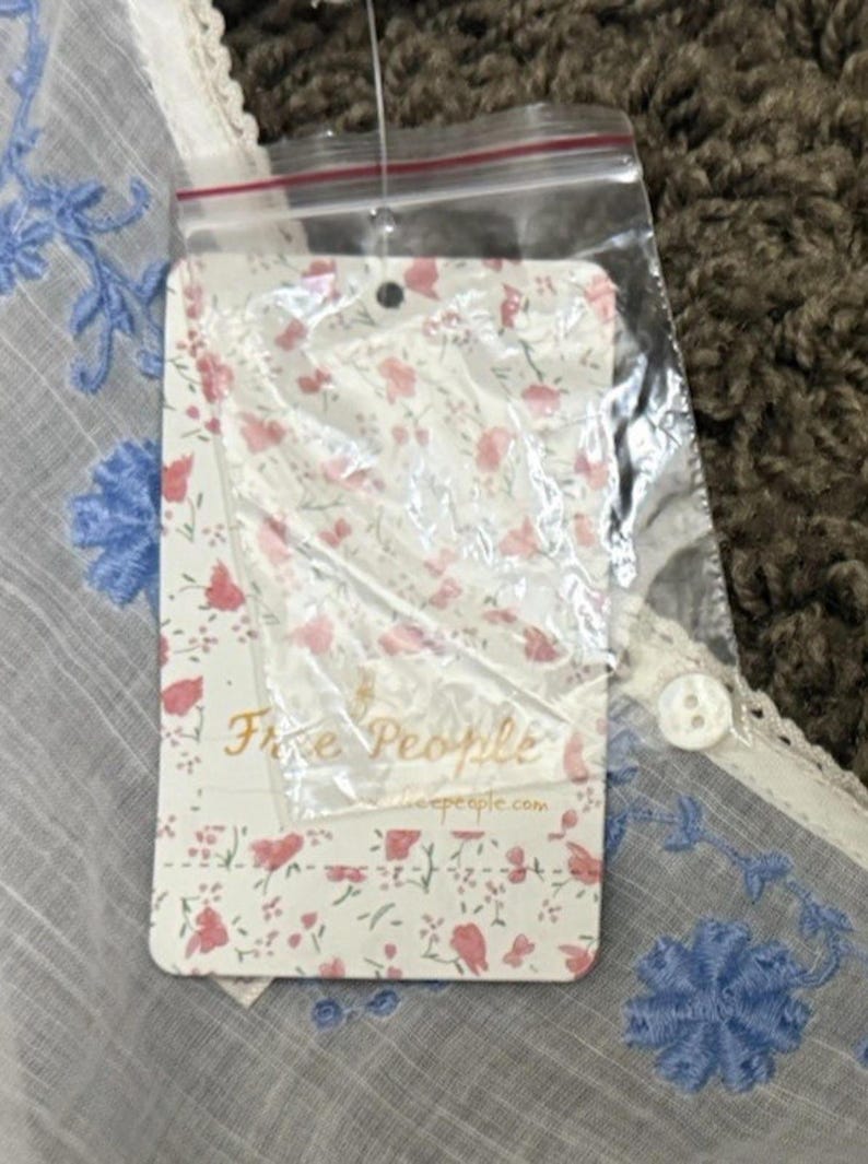 Abito vintage Free People ricamato BIANCO stile boho anticato NUOVO CON ETICHETTA Deadstock FP immagine 11