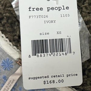 Abito vintage Free People ricamato BIANCO stile boho anticato NUOVO CON ETICHETTA Deadstock FP immagine 12